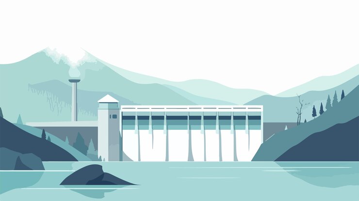 Vector flat vector illustration of hydro renewable energy alternative