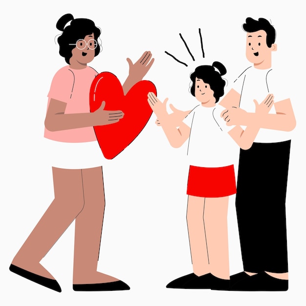 flat vector illustration of a loving and happy multicultural family