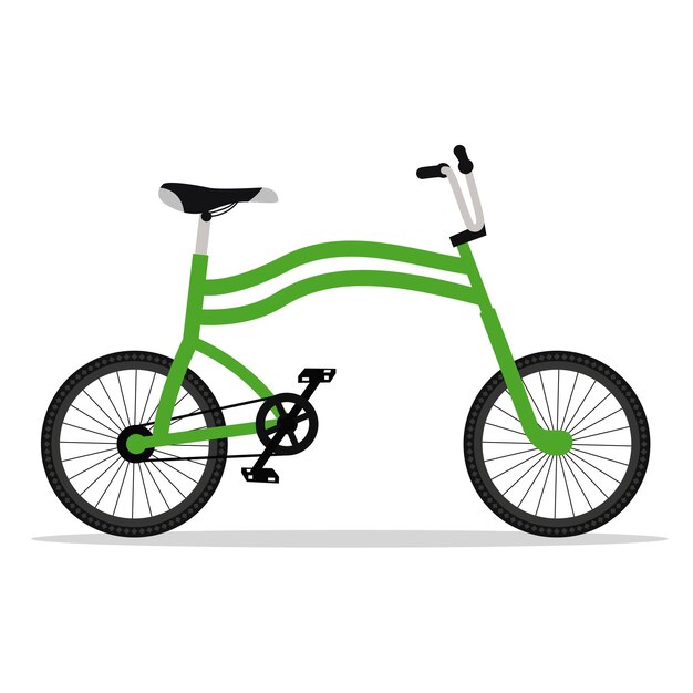 Flat vector illustration of side view of green color modern stylish bicycle