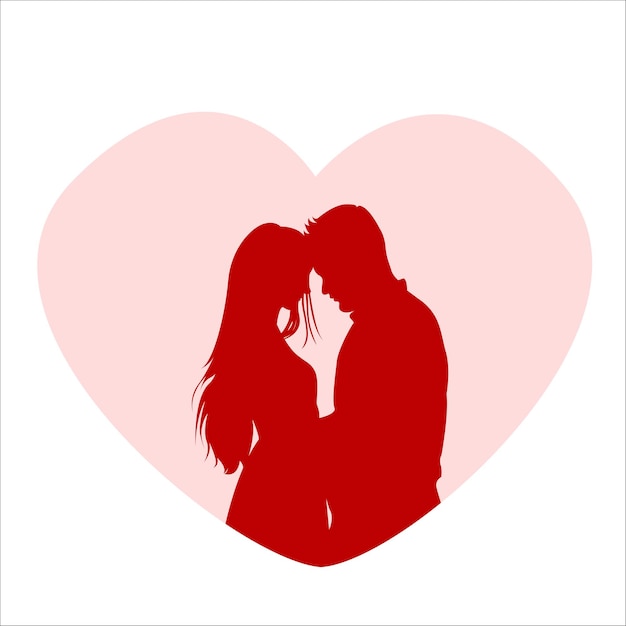 Vector flat vector illustration silhouette couple