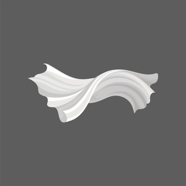 Flat vector illustration of silk cloth White long fabric Textile for home decor Curtains flying on the wind