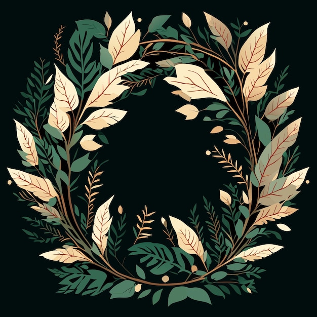 Vector flat vector illustration of vintage foliage