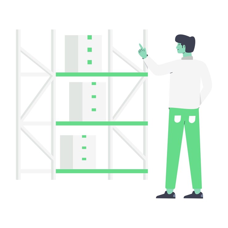 Vector flat vector illustration of warehouse shelves