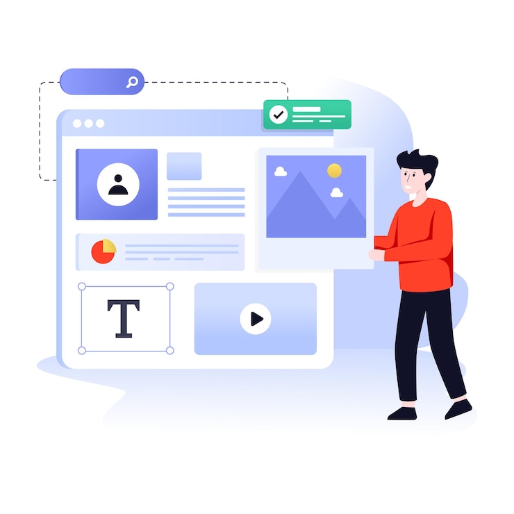 Vector flat vector illustration of web content