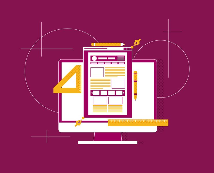 Vector flat vector illustration of web design and development concepts elements for mobile and web applications