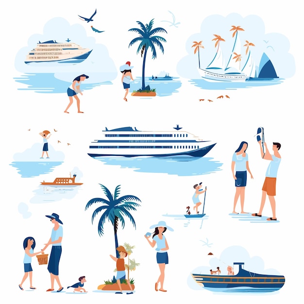 ベクトル flat_vector_illustrations_set_of_cruise_vacation (フラット・ベクトル・イラストレーション)