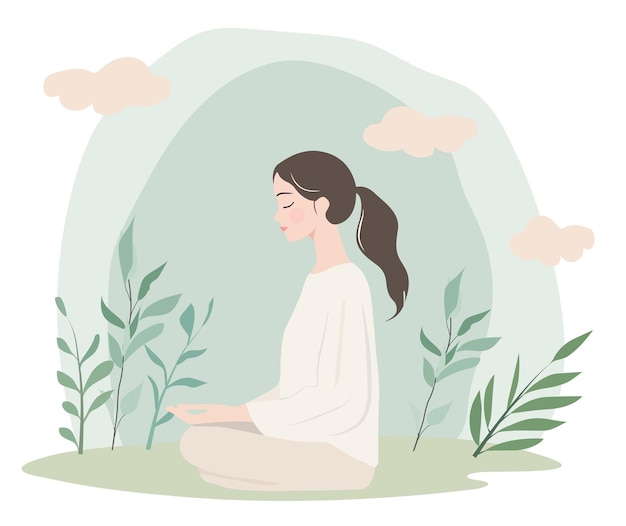 flat vector illustrations of woman in meditating yoga poses