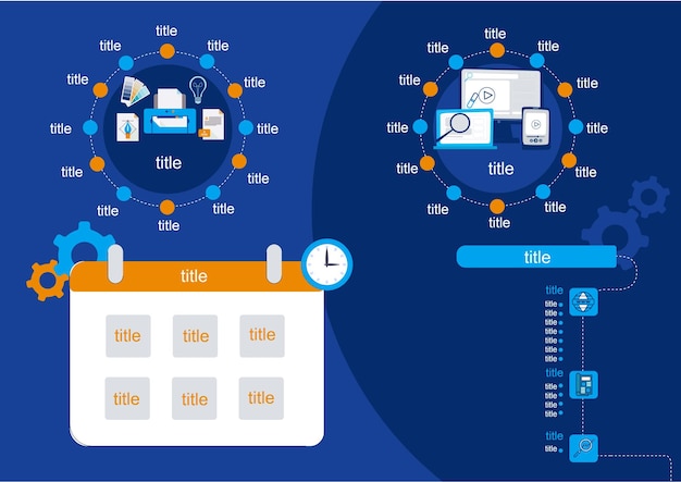Vettore progettazione infografica vettoriale piatta con icone e foto