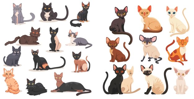 Vector flat vector kittens bundle