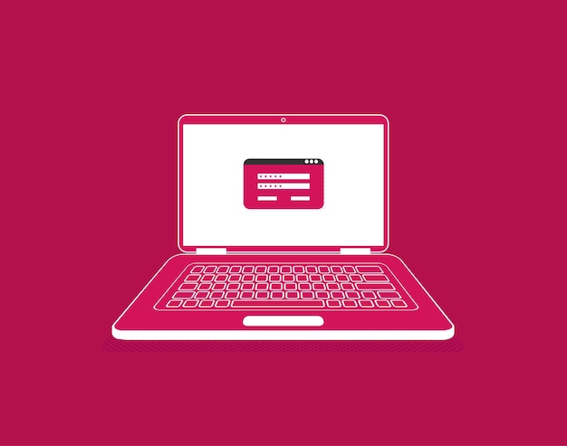 Flat vector laptop isolated on color background