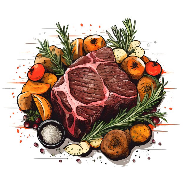 Flat vector logo Beef vector white background isolated