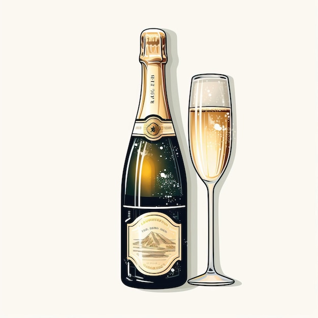 Flat vector logo champagne vector white background isol