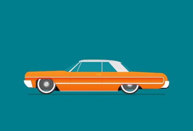 Flat vector lowrider car icon