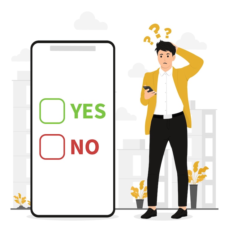 वेक्टर flat vector man confused in making decisions