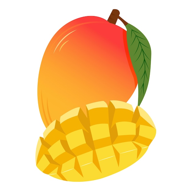 Flat vector mango. Tropic fruit. Mango logo.