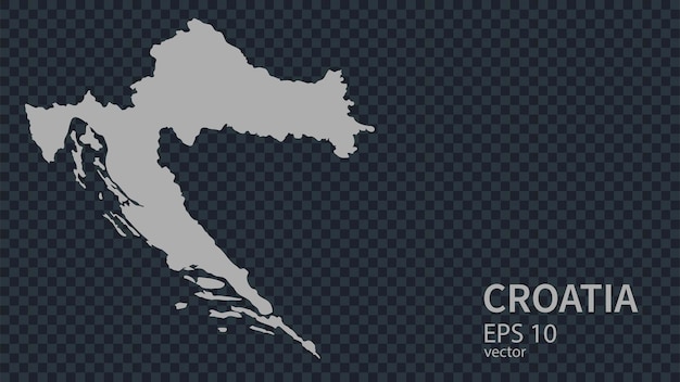 Flat vector map of Croatia with borders isolated on background flat style