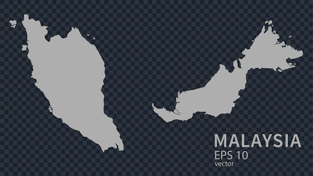 Vector flat vector map of malaysia with borders isolated on background flat style