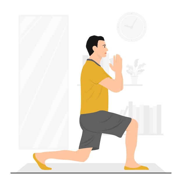 Flat vector Men and women doing yoga concept illustration