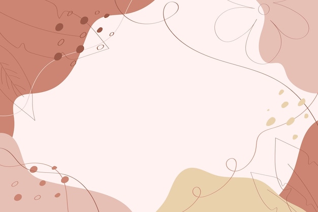 flat vector minimalistic abstract background with leaves and flower in beige colors