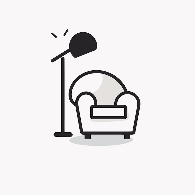 Flat vector of a modern chair with a stylish lamp on top