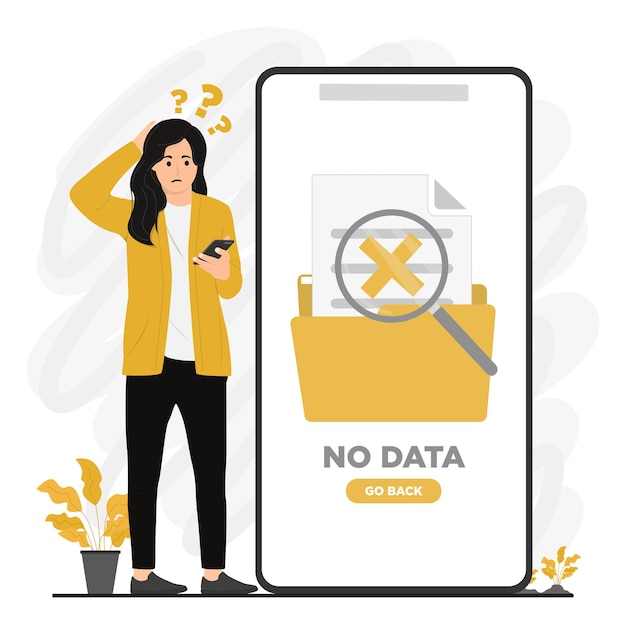 Flat vector no data search error landing concept illustration