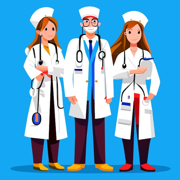 Vector flat vector nurse characters set