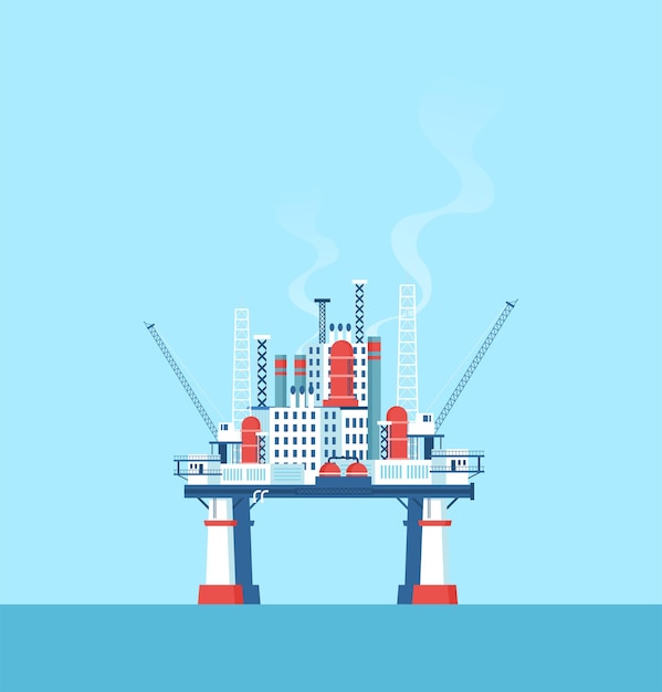 Плоская векторная нефтяная платформа Нефтяная промышленность