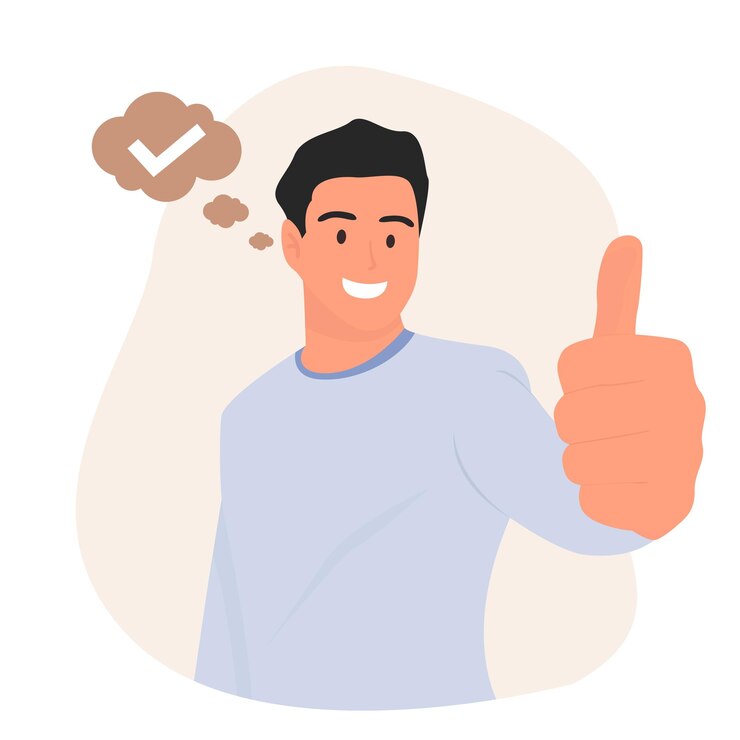 Vector flat vector ok thumbs up concept illustration