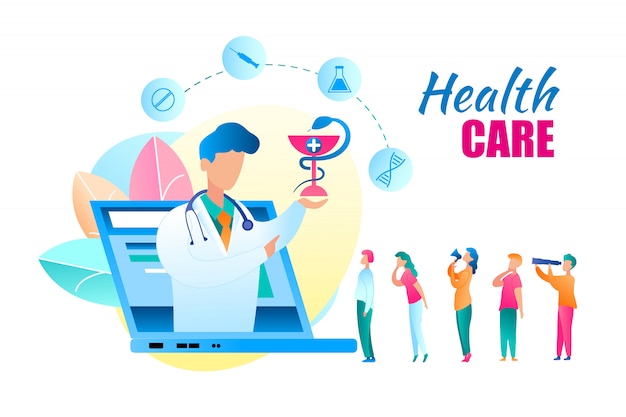 Flat vector online health care doctor consultation