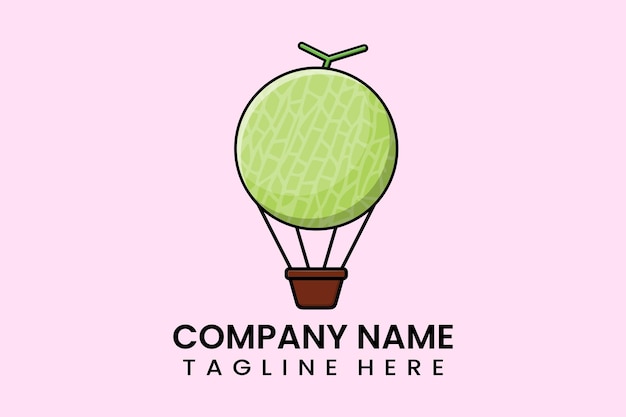 Flat vector parachute balloon melon logo modern