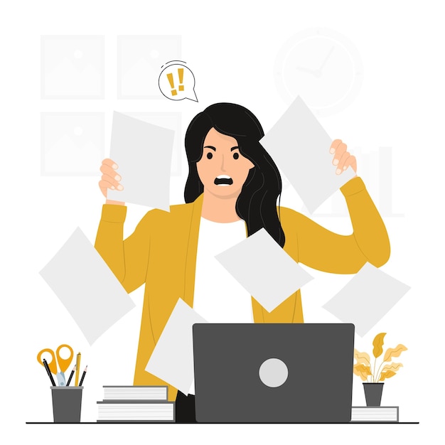 Vector flat vector people angry screaming stressed work mad concept illustration