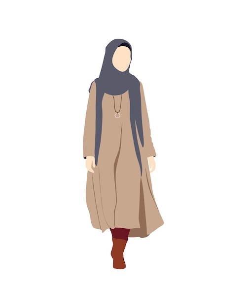 フラットベクトルの人々とイラスト 休憩服を着たヒジャブの女性