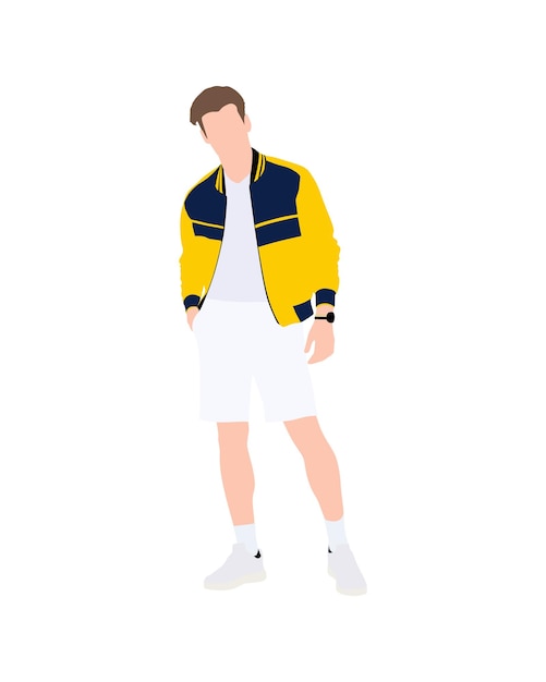 flat vector people and illustration man with sport tennis outfit