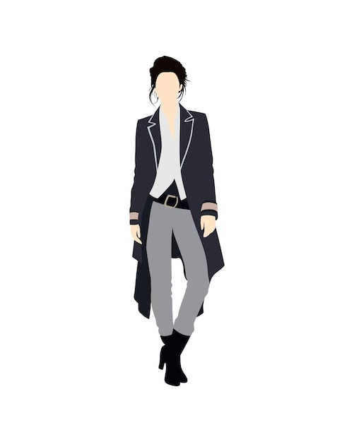扁平向量人物和穿著休閒服裝的插圖女性