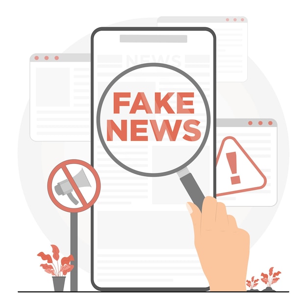 Vector flat vector people with fake news concept illustrator