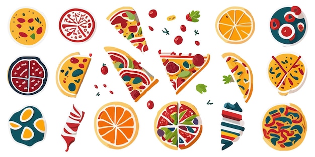Vector flat vector pizza graphics to bring some italian flair to your designs