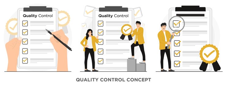 Vector flat vector product quality control concept illustration