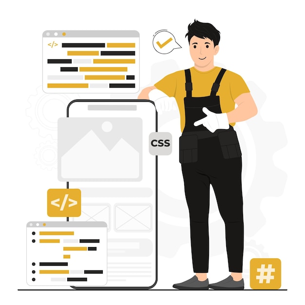 Illustrazione del concetto di programmazione e codifica vettoriale piatta