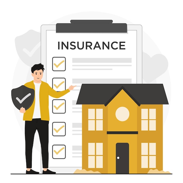 Vector flat vector property insurance concept illustrator