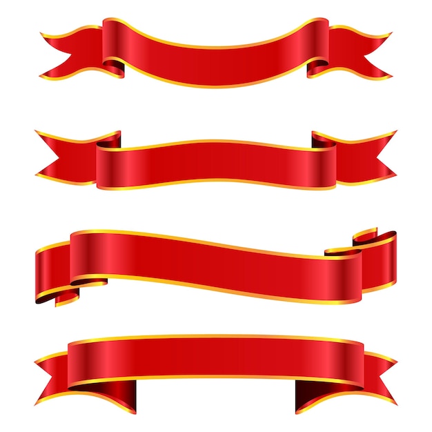 Vector flat vector ribbons banners set isolated on white background.