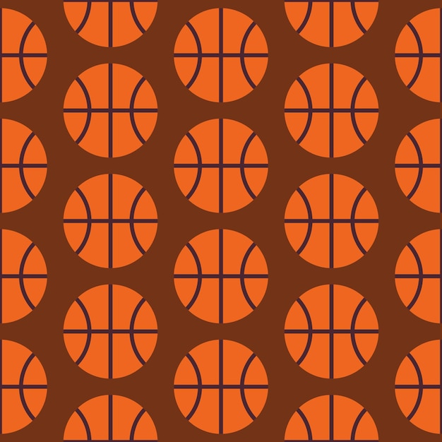 Flat Vector Seamless Sport and Activity Basketball Pattern. Flat Style Seamless Texture Background. Sports and Playing Game Template. Healthy Lifestyle. Recreation and Ball