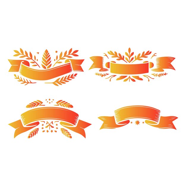 Vector flat vector set ribbons banners flat isolated on white backgroundhanddrawn ribbons