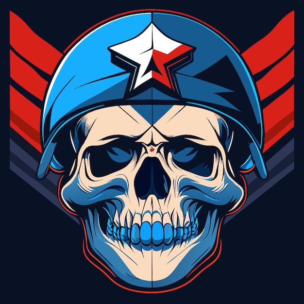 Flat Vector Skull met kleurenschema van de vlag van de VS