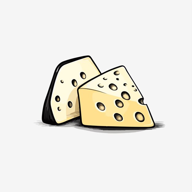 평평한 표면에 쌓인 치즈 두 조각의 평평한 벡터