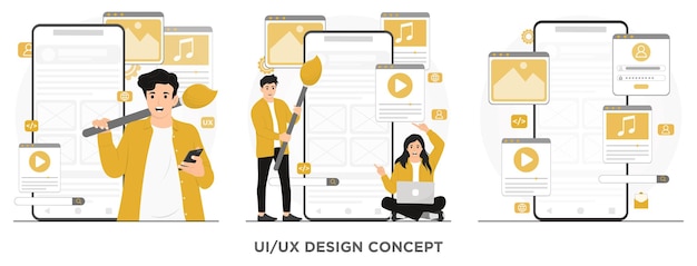 Vector flat vector uiux ui ux design concept illustrator