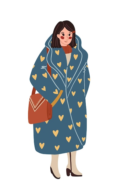 Vector flat vector winter fashion woman illustration female cartoon character winter fashionable clothes