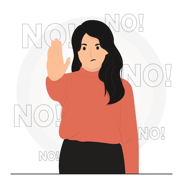 Vector flat vector woman man saying no stop concept illustration