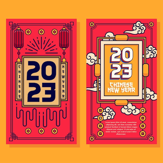 Flat vertical banner chinese new year background