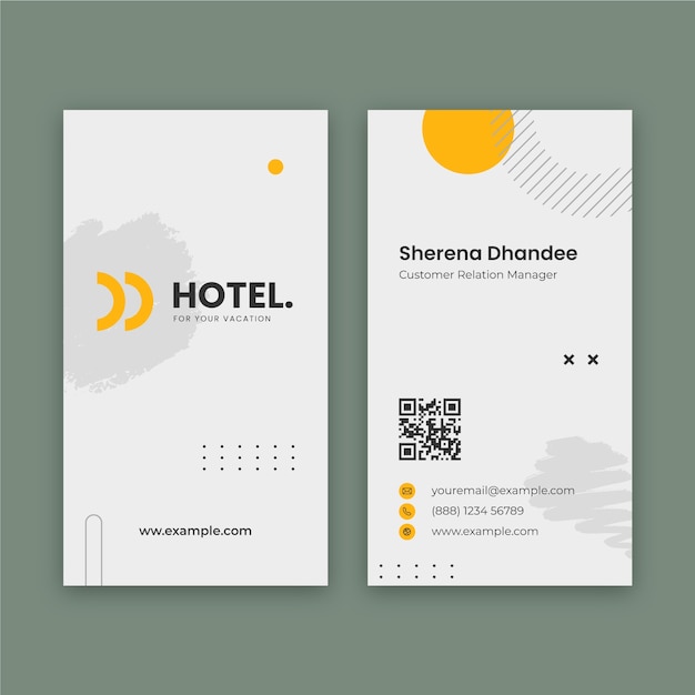 flat vertical business card template for hotel accommodation