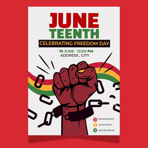 Flat vertical poster template for american juneteenth celebration